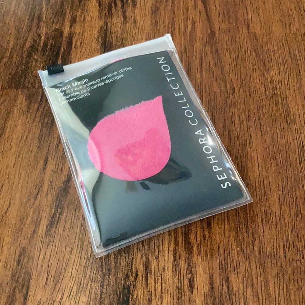 NEW Sephora Collection Black Magic Set of 2 Eye Makeup Remover Cloths Pink NIB